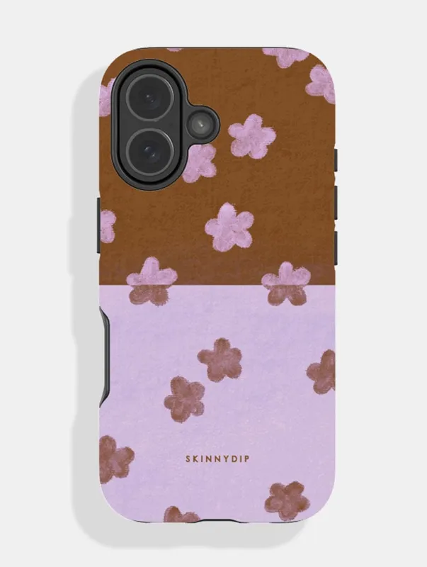Chocolate Brown and Purple Two-Tone Flower Ultra Protective iPhone Case made by Skinnydip London
