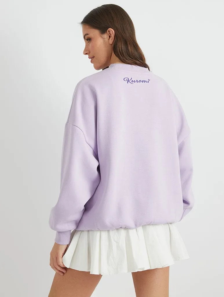 Hello Kitty x Skinnydip Kuromi Heart Patch Sweatshirt In Lilac sold by Skinnydip London product image thumbnail 2