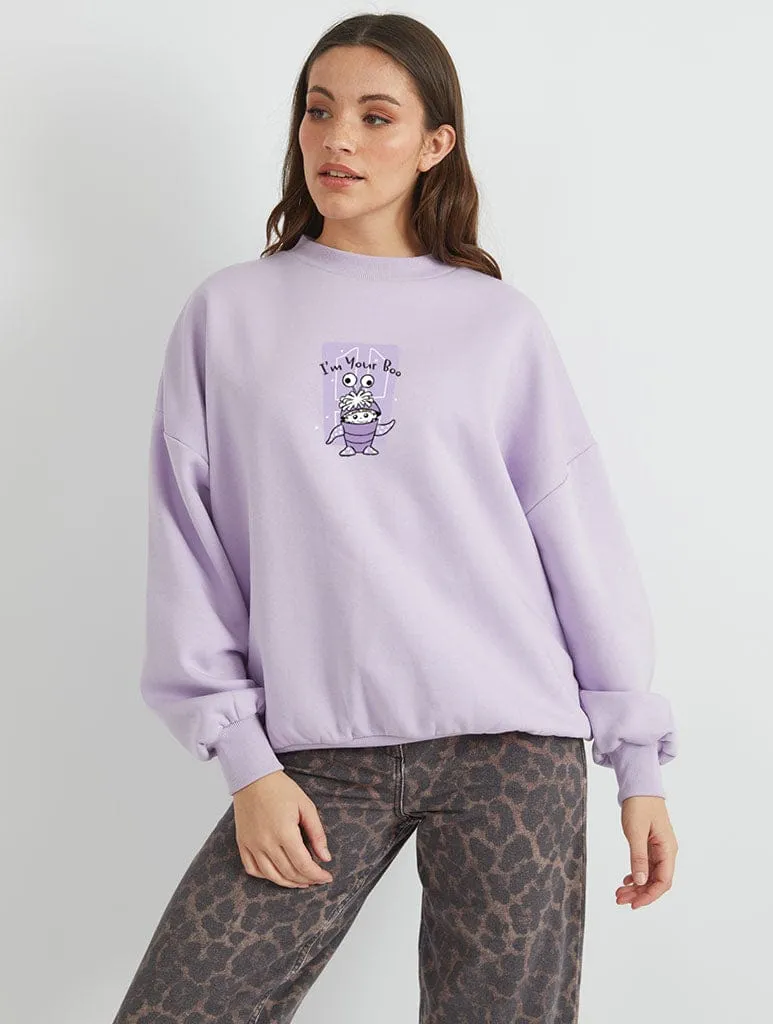 Disney Pixar Monsters Inc I'm Your Boo Sweatshirt In Lilac sold by Skinnydip London