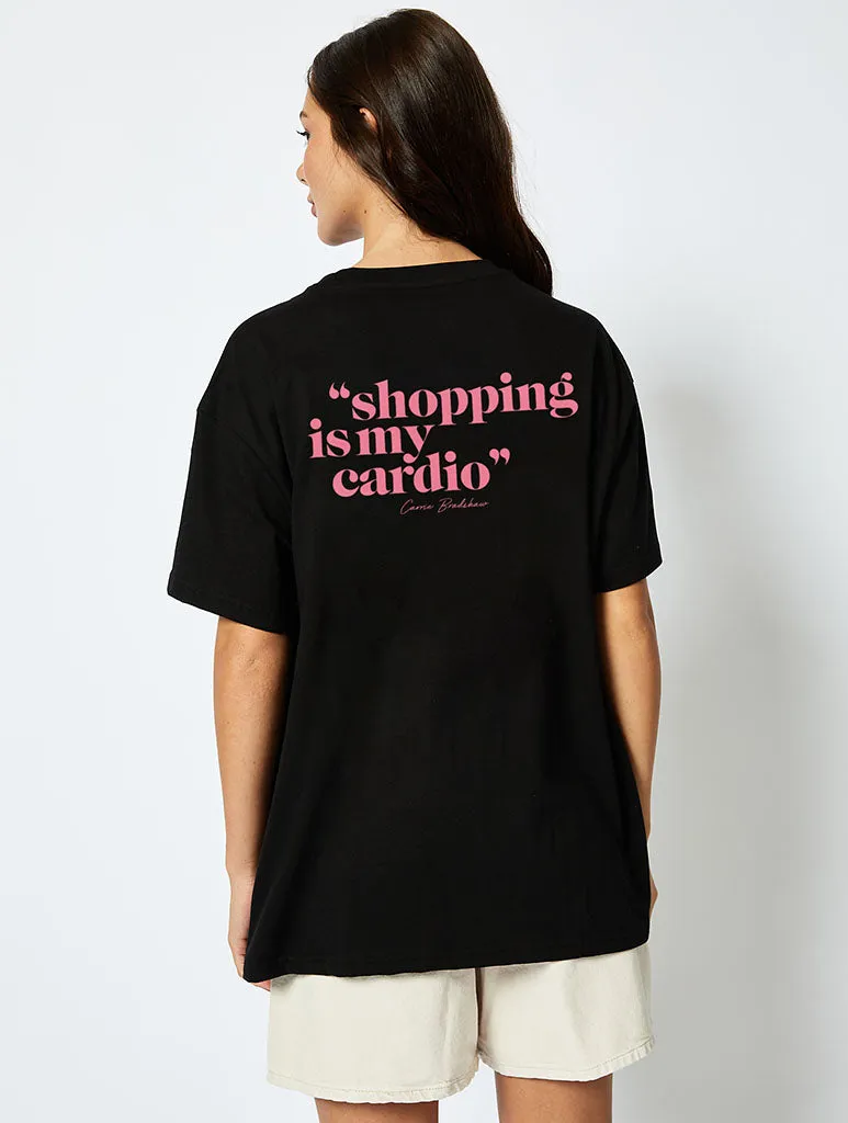 Sex And The City Shopping Is My Cardio T-Shirt In Black sold by Skinnydip London