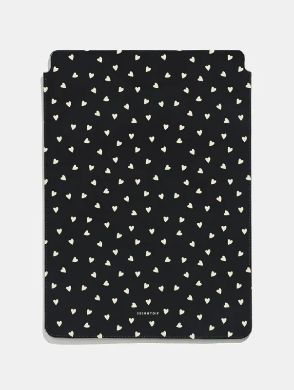 Black and Cream Ditsy Hearts Tablet Sleeve sold by Skinnydip London