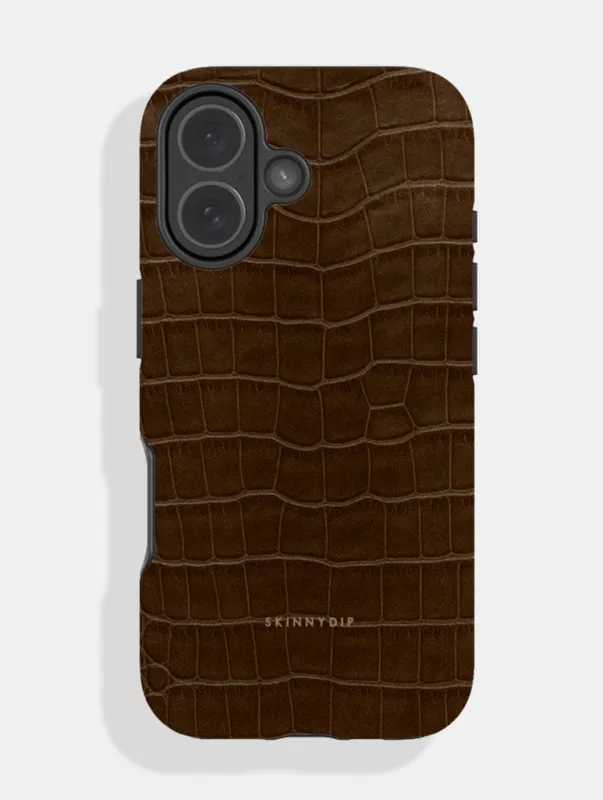 Brown Crocodile Ultra Protective iPhone Case made by Skinnydip London