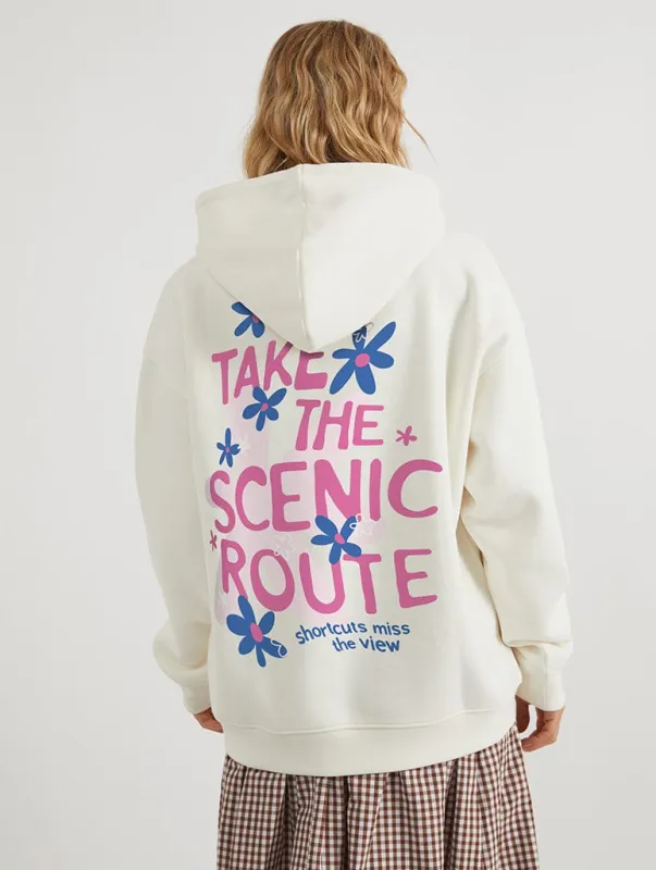 Take The Scenic Route Hoodie In White sold by Skinnydip London