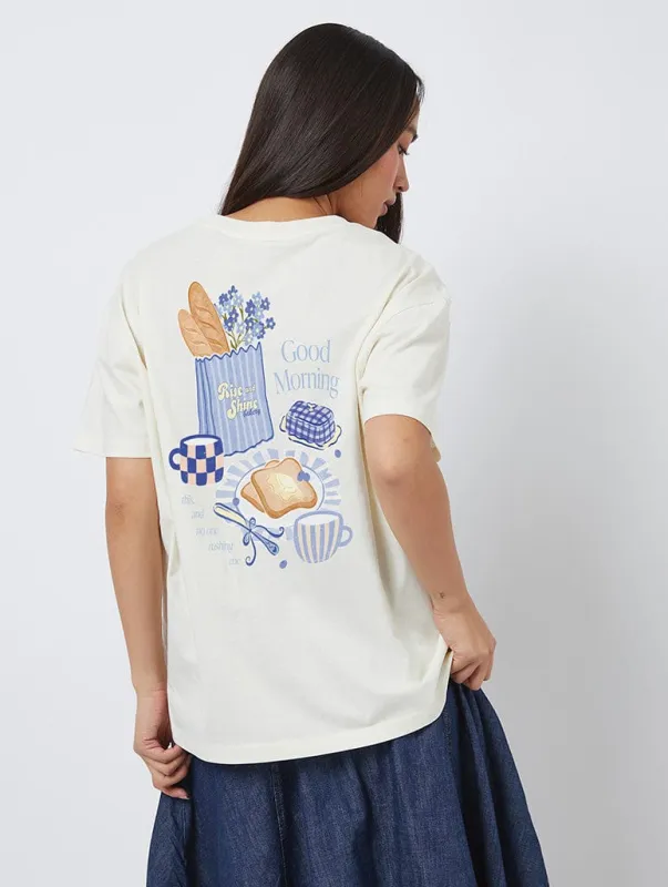 Rise And Shine Breakfast T-Shirt In White sold by Skinnydip London