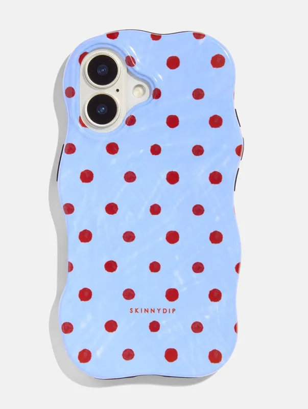 Blue and Burgundy Polka Dots Wiggle Ultra Protective iPhone Case made by Skinnydip London