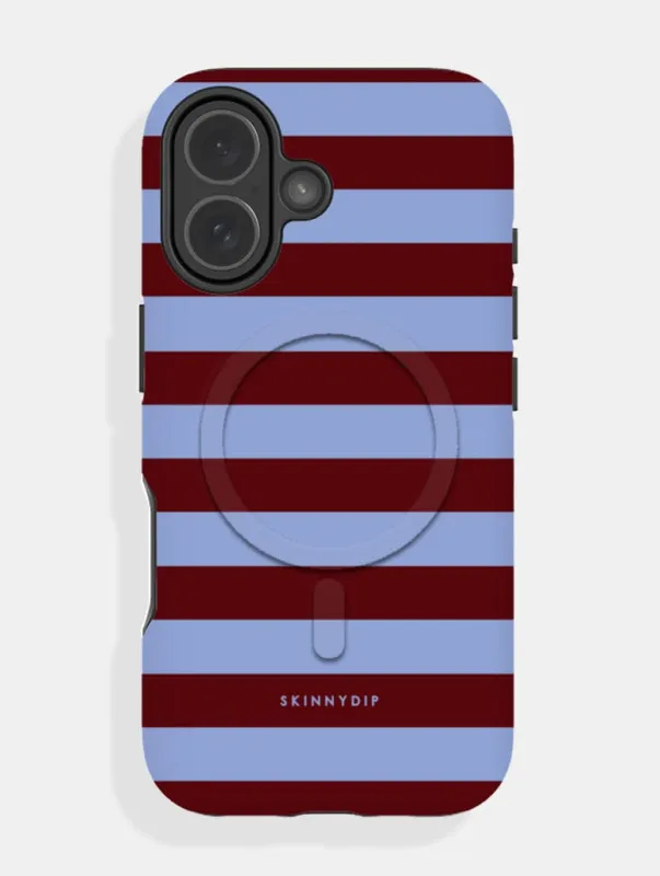 Maroon and Blue Stripes iPhone Magsafe Ultra Protective Case sold by Skinnydip London