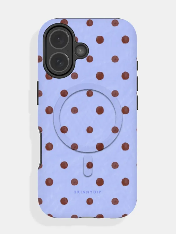 Brown and Blue Painted Polka Dot Magsafe Ultra Protective iPhone Case sold by Skinnydip London