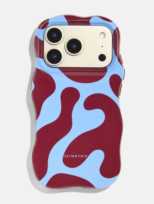 Burgundy and Blue Pattern Wiggle Ultra Protection iPhone Case sold by Skinnydip London