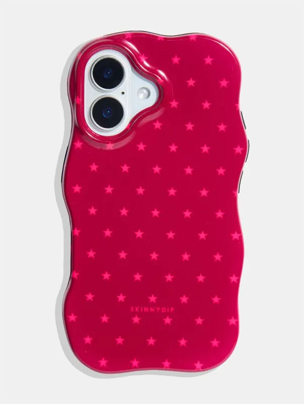 Mini Star Burgundy and Pink Wiggle Ultra Protective iPhone Case sold by Skinnydip London
