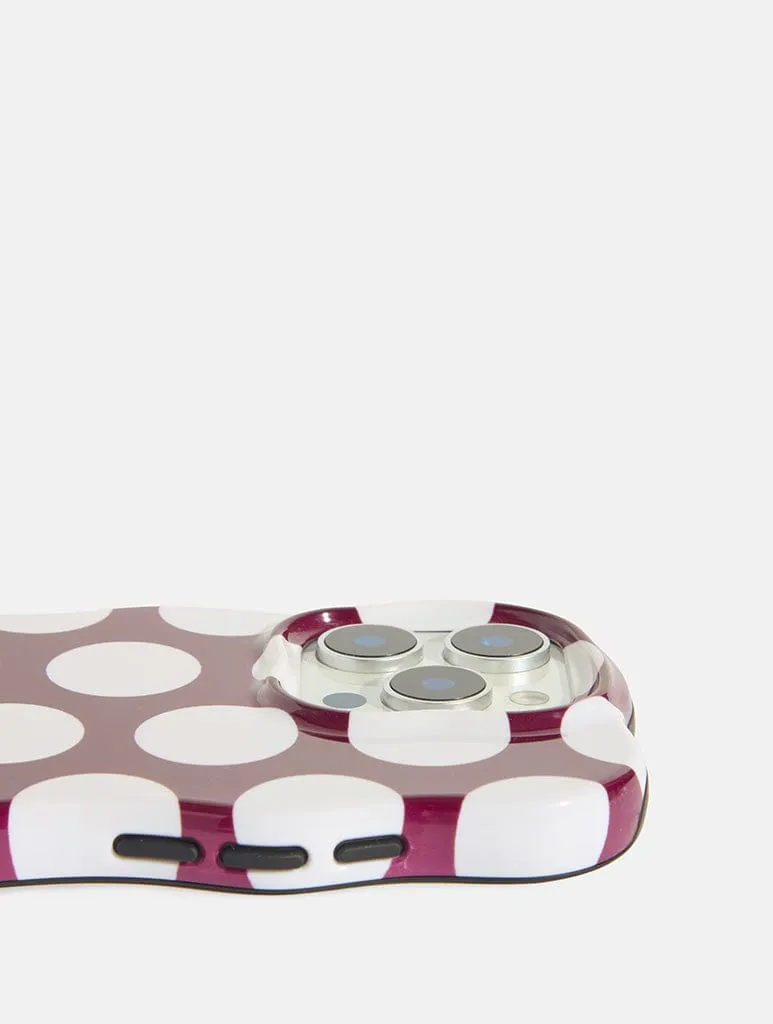 Maroon and Cream Polka Dots Wiggle Ultra Protective iPhone Case sold by Skinnydip London product image thumbnail 4