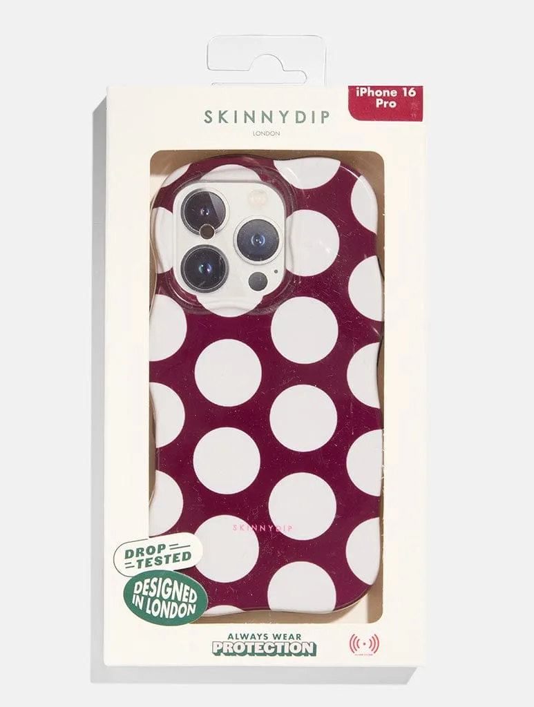 Maroon and Cream Polka Dots Wiggle Ultra Protective iPhone Case sold by Skinnydip London product image thumbnail 5