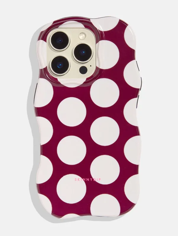 Maroon and Cream Polka Dots Wiggle Ultra Protective iPhone Case sold by Skinnydip London