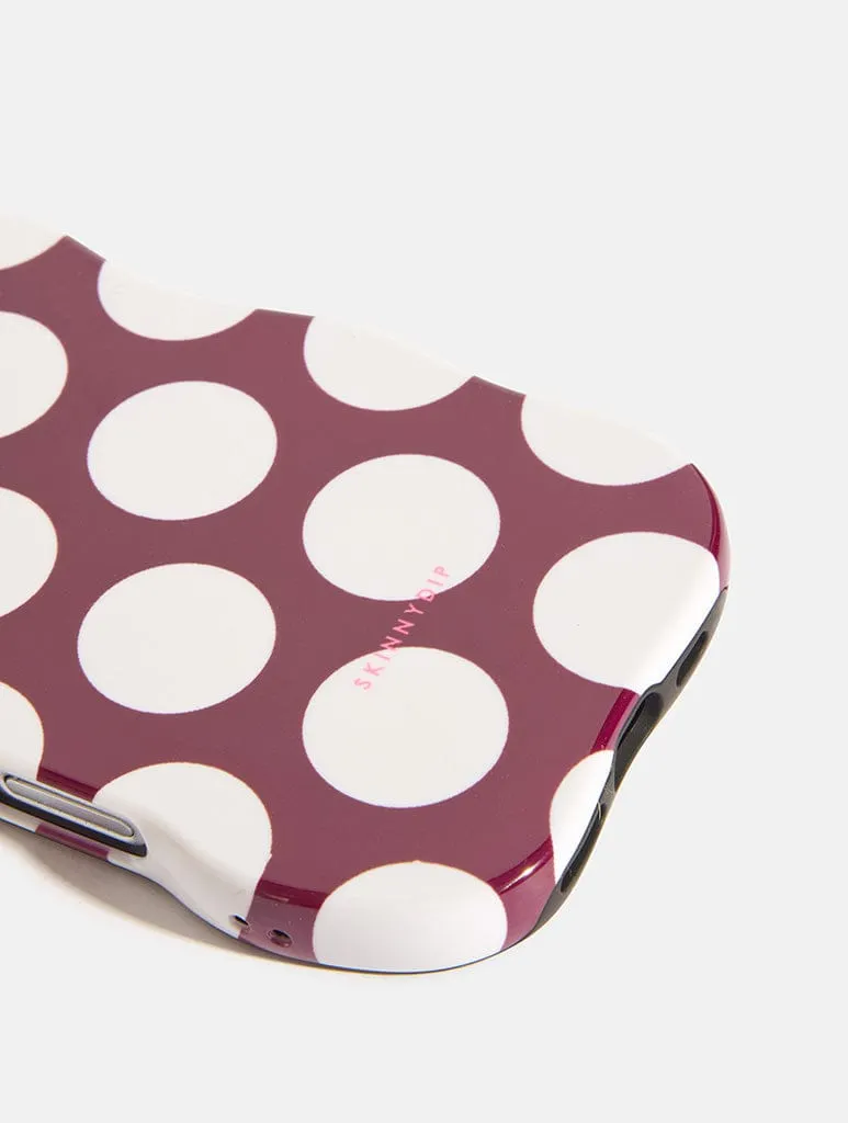 Maroon and Cream Polka Dots Wiggle Ultra Protective iPhone Case sold by Skinnydip London product image thumbnail 3