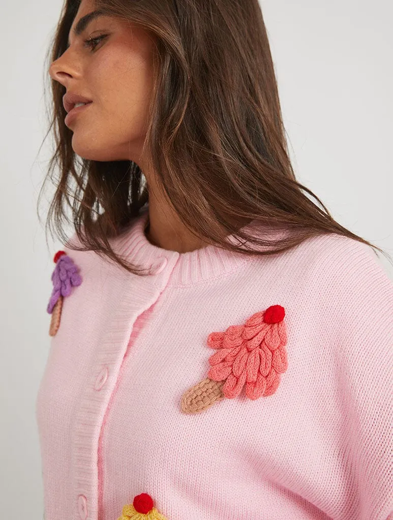 3D Ice Cream Pink Knitted Cardigan sold by Skinnydip London product image thumbnail 2