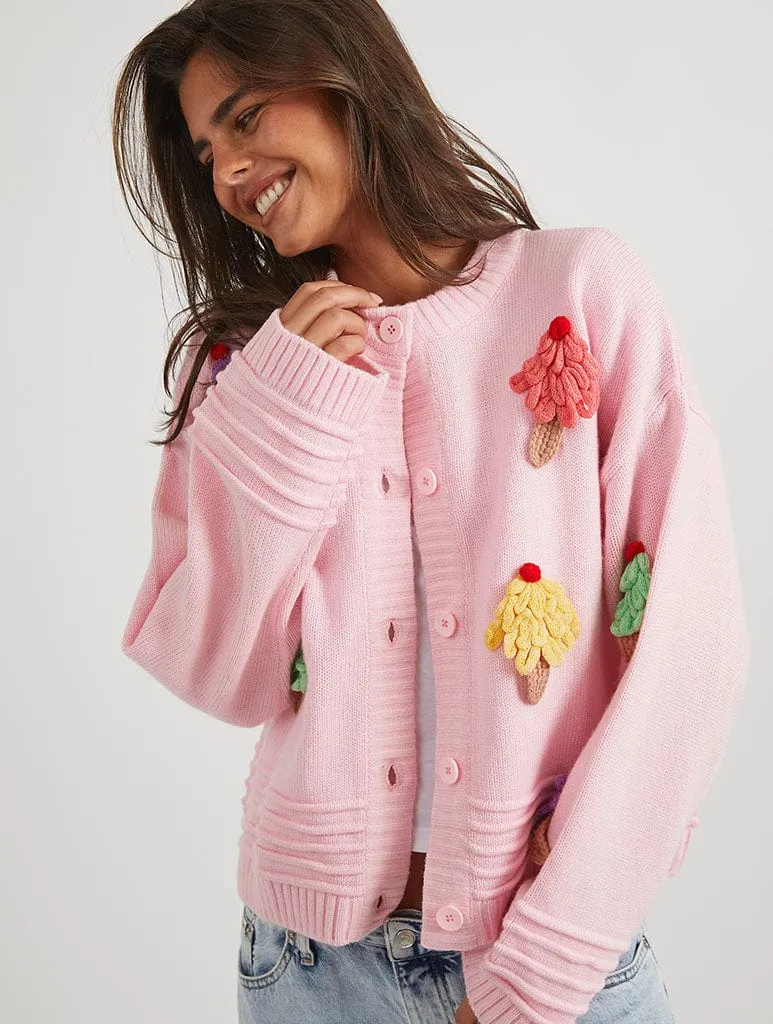 3D Ice Cream Pink Knitted Cardigan sold by Skinnydip London product image thumbnail 4