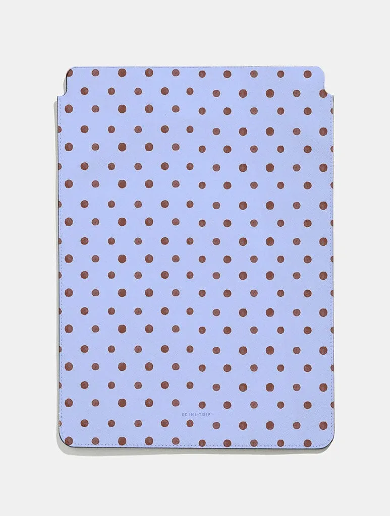 Brown and Blue Painted Polka Dot Tablet Sleeve sold by Skinnydip London
