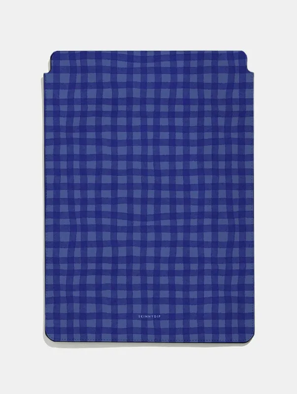 Painted Gingham Navy Tablet Sleeve sold by Skinnydip London