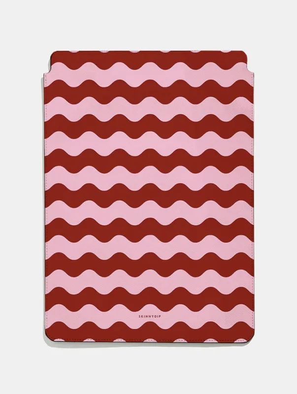 Pink and Burgundy wavy lines Tablet Sleeve sold by Skinnydip London