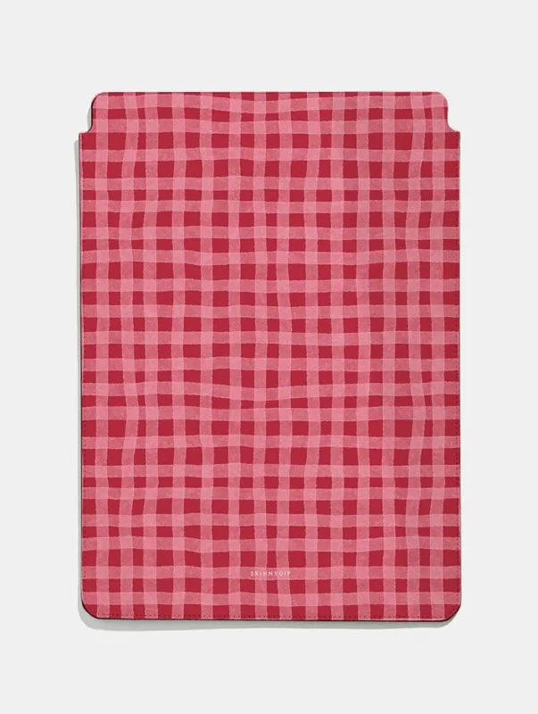 Painted Gingham Red and Pink Tablet Sleeve sold by Skinnydip London