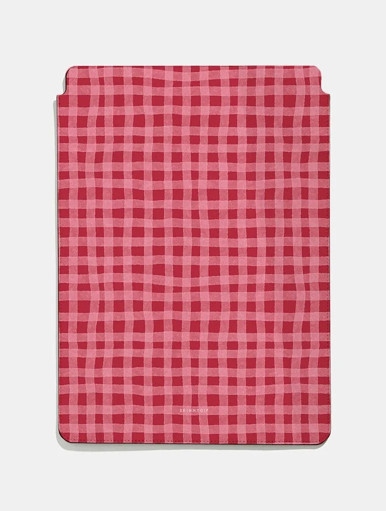 Painted Gingham Red and Pink Tablet Sleeve sold by Skinnydip London