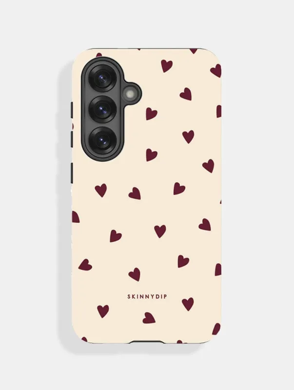 Cream and Burgundy Ditsy Hearts Ultra Protective Samsung Case sold by Skinnydip London