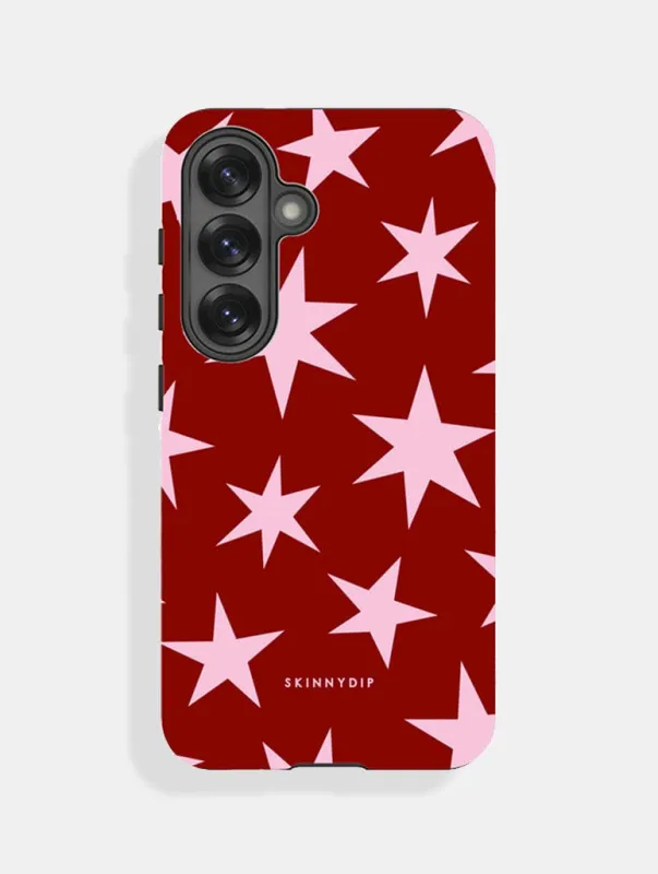 Red and Pink Ditsy Star Ultra Protective Samsung Case sold by Skinnydip London