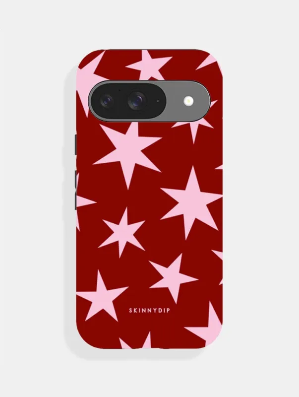 Red and Pink Ditsy Star Ultra Protective Google Pixel Case sold by Skinnydip London