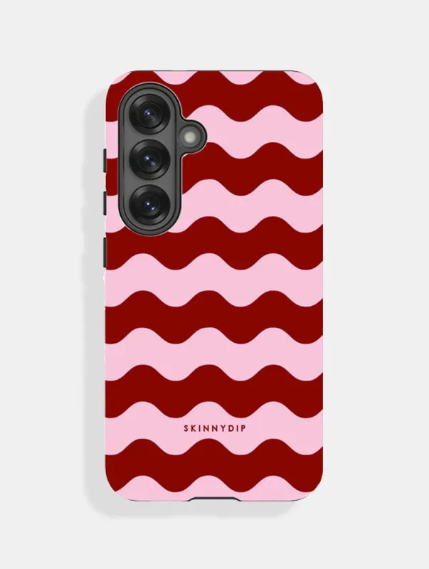 Pink and Burgundy Wavey Lines Ultra Protective Samsung Case made by Skinnydip London