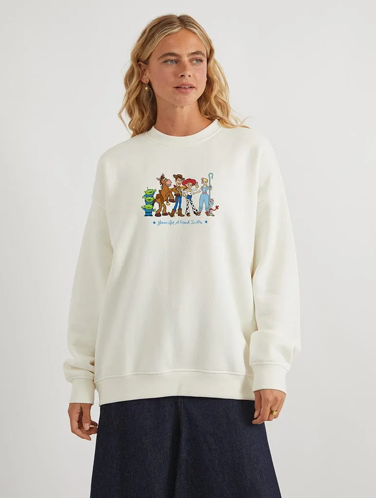 Disney Pixar Toy Story You've Got A Friend In Me Sweatshirt In White sold by Skinnydip London