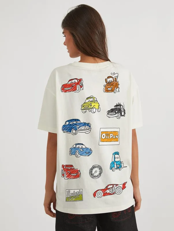 Disney Pixar Cars Doodle T-Shirt In White sold by Skinnydip London