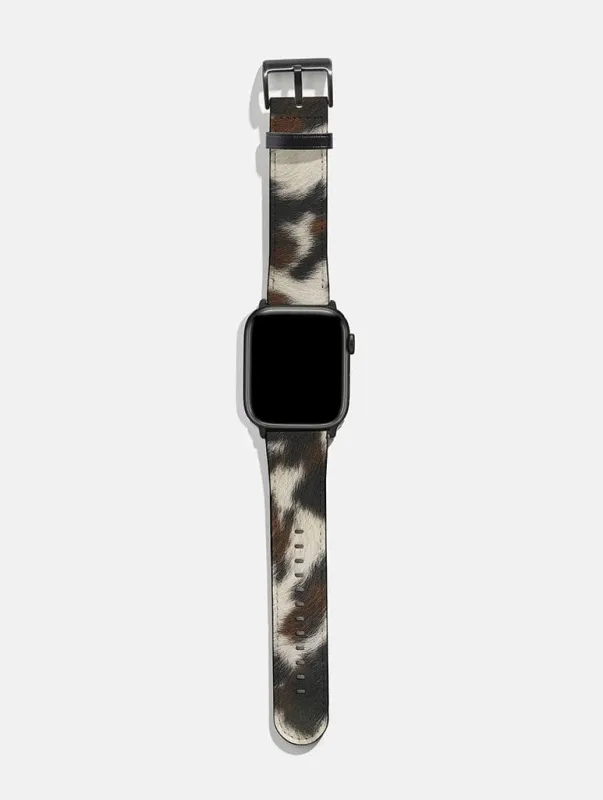 Cow Print Brown and Black Apple Watch Strap sold by Skinnydip London