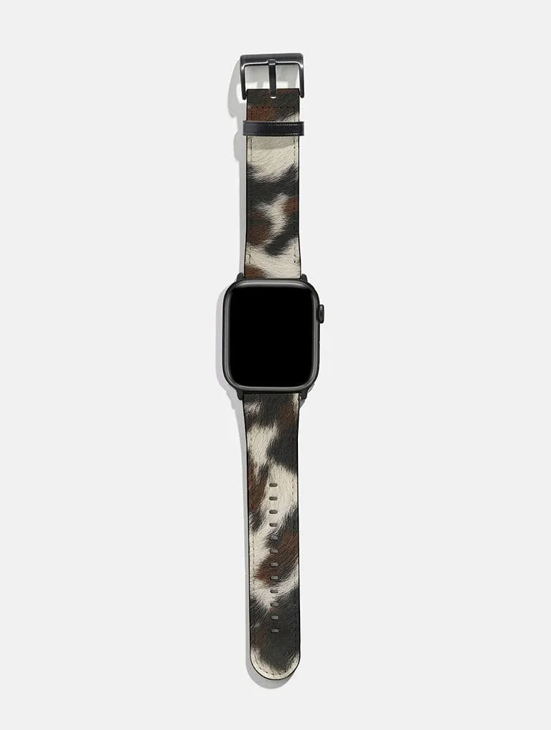 Cow Print Brown and Black Apple Watch Strap sold by Skinnydip London