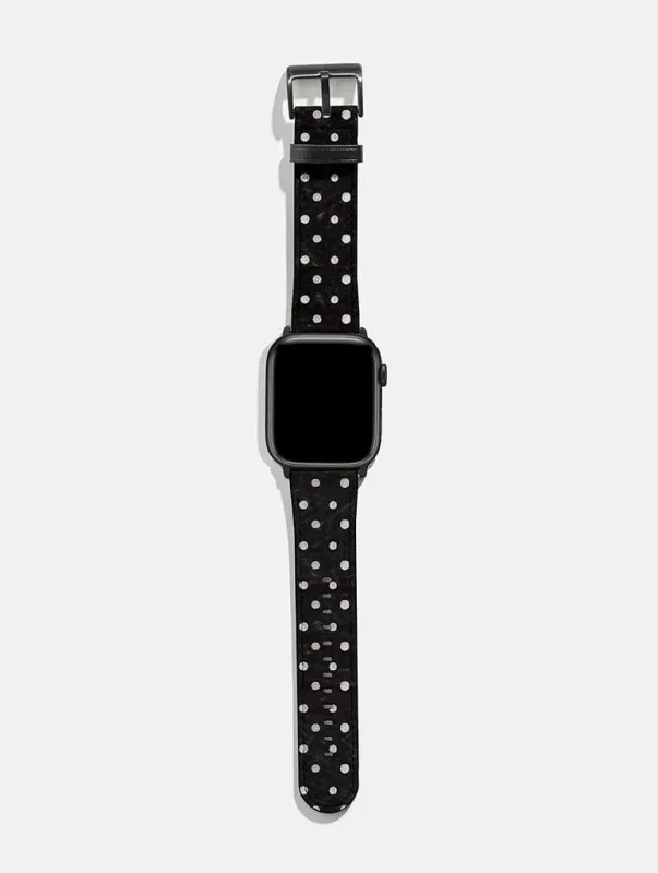 Black And White Painted Polka Dot Apple Watch Strap made by Skinnydip London