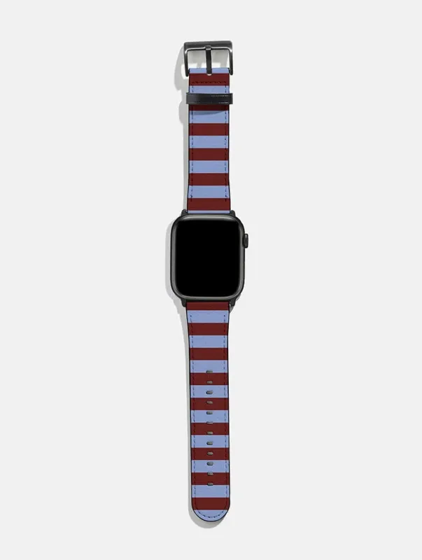 Maroon And Blue Stripes Apple Watch Strap sold by Skinnydip London
