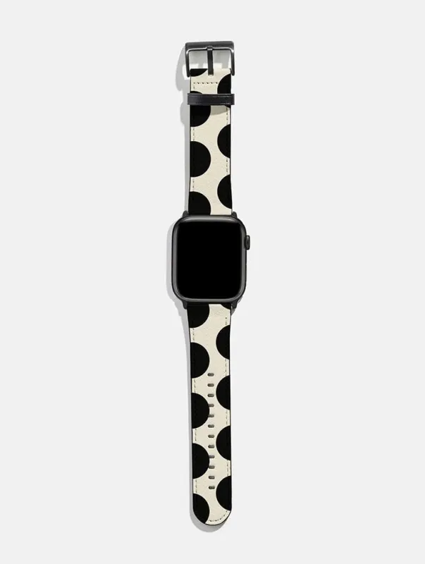 Cream And Black Polka Dots Apple Watch Strap made by Skinnydip London