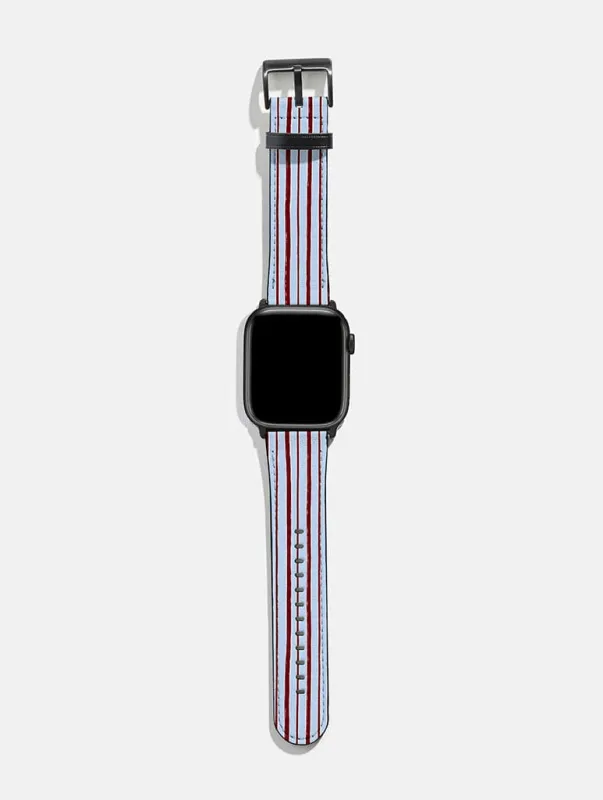 Brown And Blue Sketchy Stripes Apple Watch Strap sold by Skinnydip London