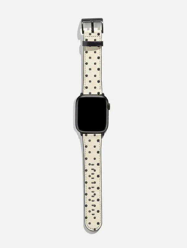 Cream And Black Painted Polka Dot Apple Watch Strap made by Skinnydip London