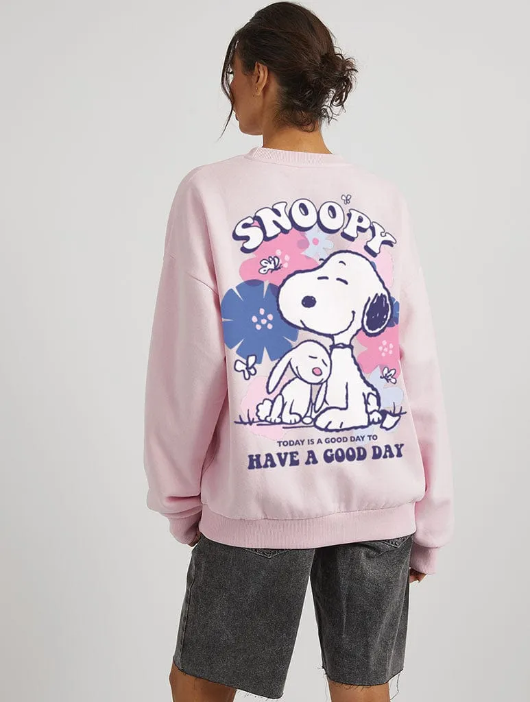 Peanuts x Skinnydip Snoopy Easter Good Day Sweatshirt In Pink sold by Skinnydip London