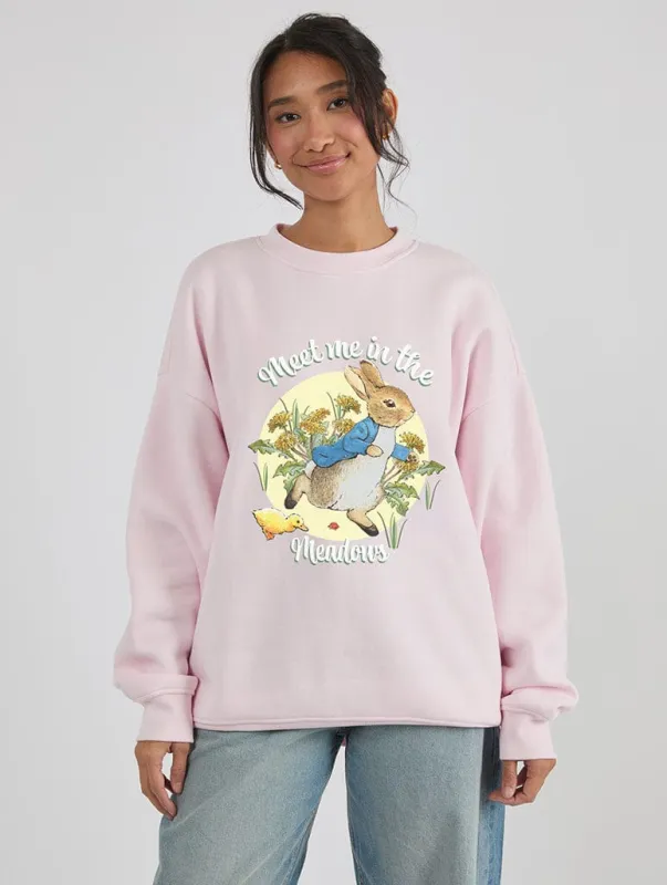 Peter Rabbit x Skinnydip Meet Me In The Meadows Sweatshirt In Pink made by Skinnydip London