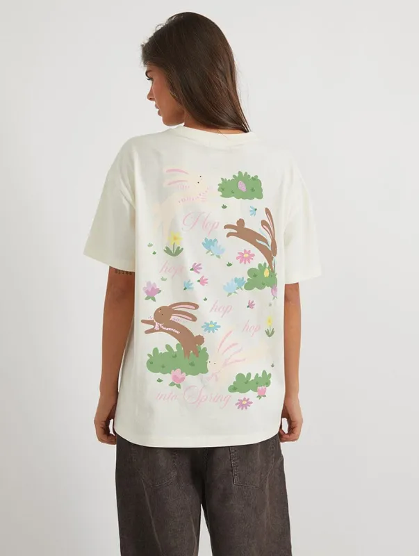 Hop Into Spring T-Shirt In White sold by Skinnydip London