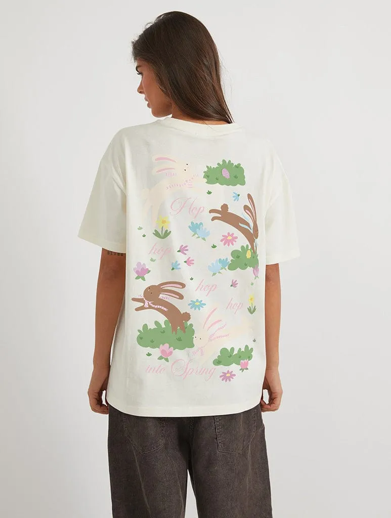 Hop Into Spring T-Shirt In White sold by Skinnydip London