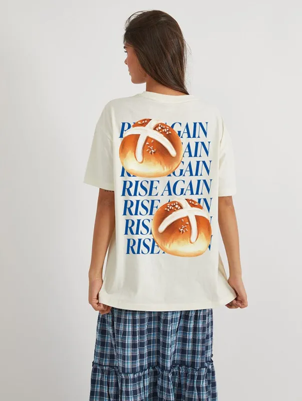 Rise Again Hot Cross Bun T-Shirt In White sold by Skinnydip London