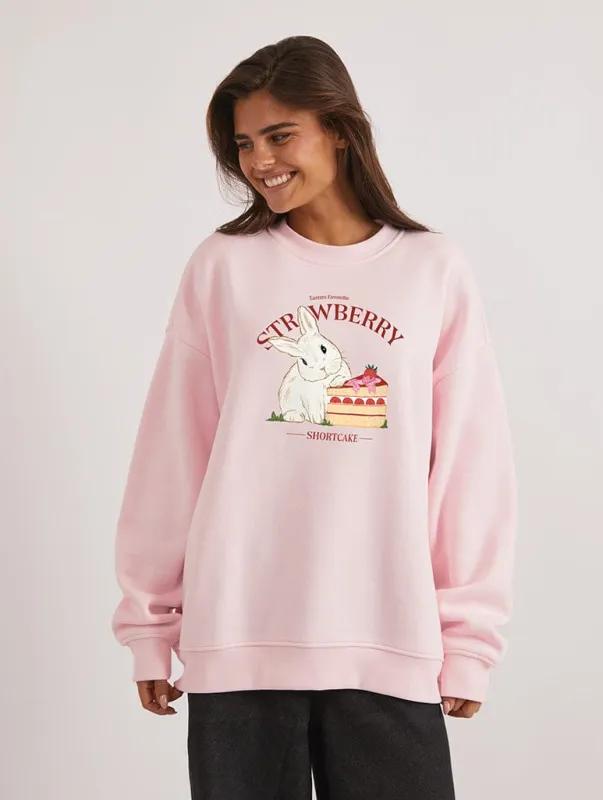 Strawberry Bunny Sweatshirt In Pink sold by Skinnydip London