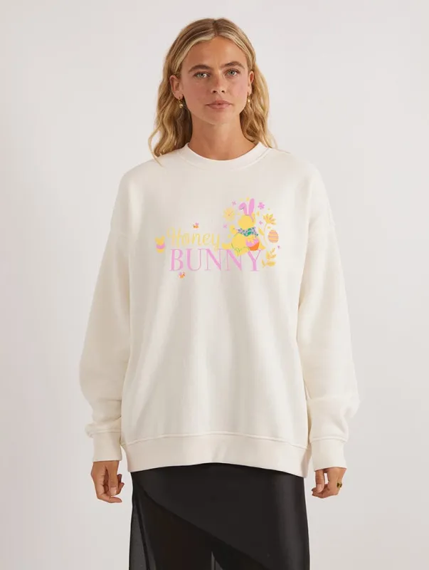 Disney Winnie the Pooh Honey Bunny Sweatshirt In White made by Skinnydip London