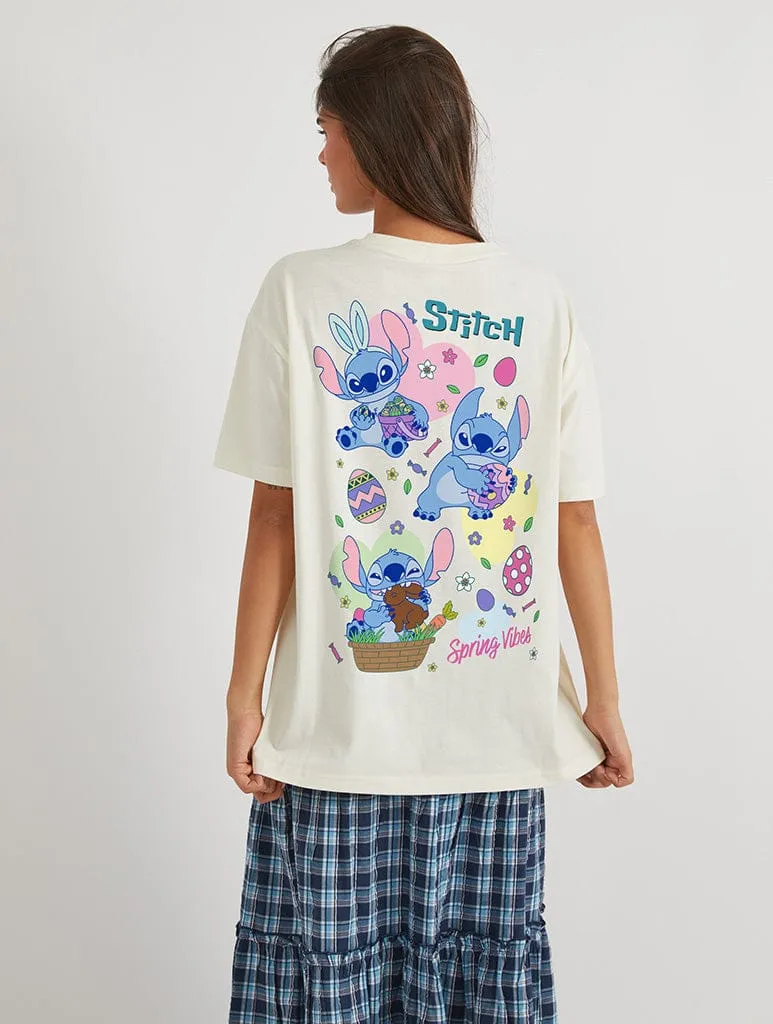 Disney Stitch Spring Vibes T-Shirt In White sold by Skinnydip London