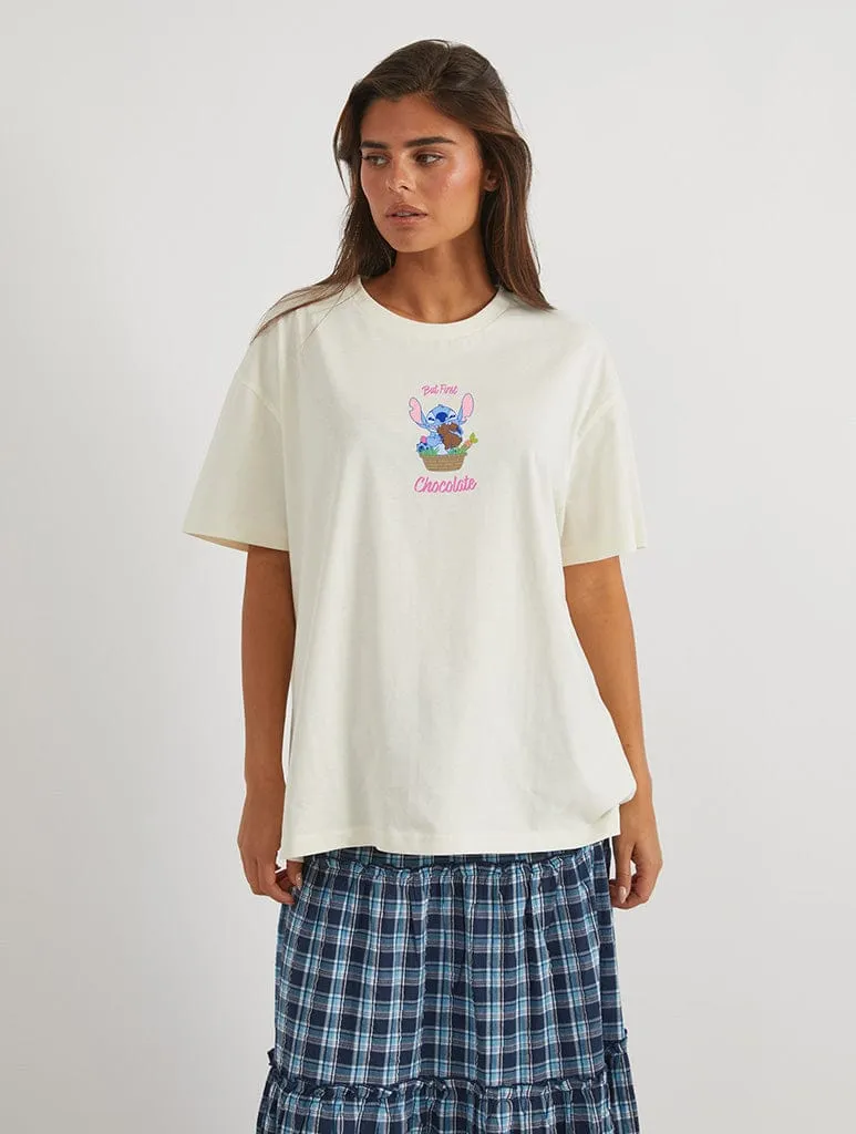 Disney Stitch Spring Vibes T-Shirt In White sold by Skinnydip London product image thumbnail 2