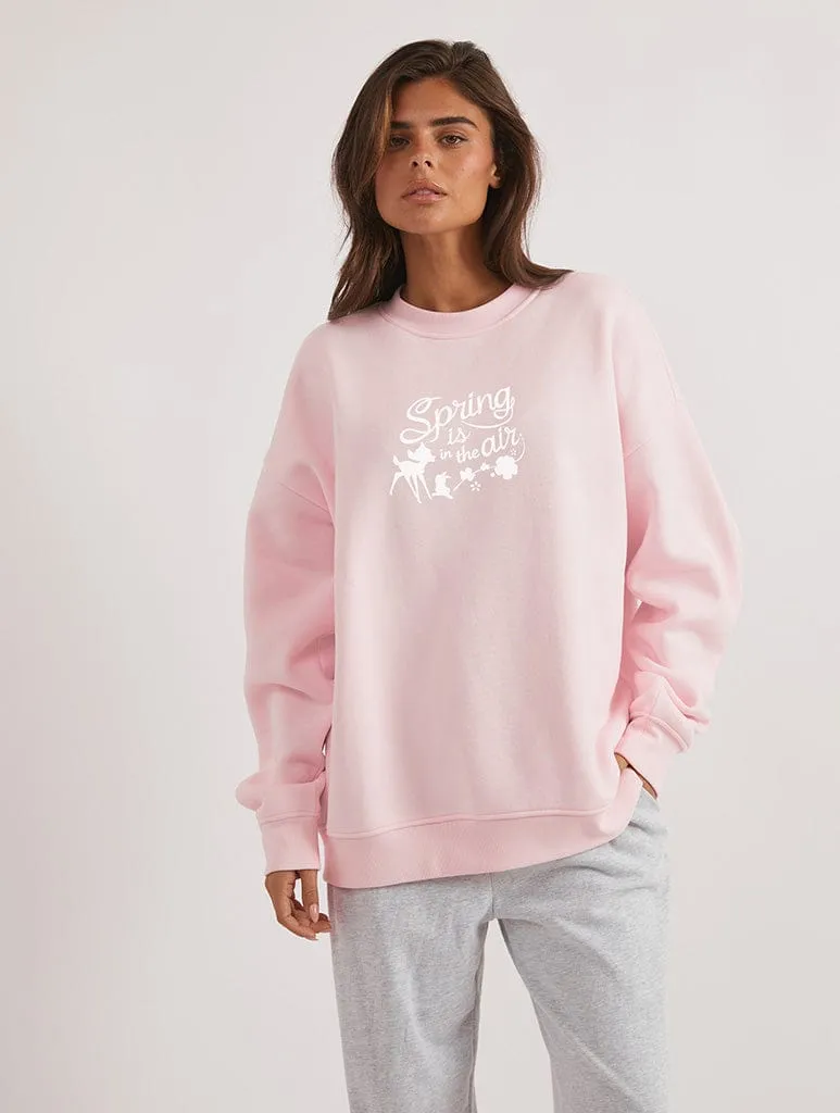 Disney Bambi Spring Is In The Air Sweatshirt In Pink sold by Skinnydip London