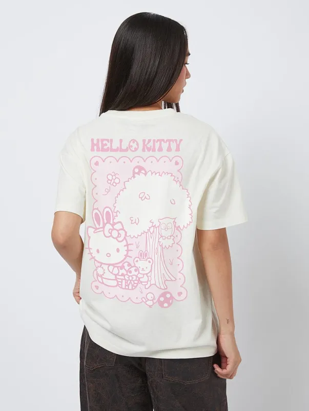 Hello Kitty x Skinnydip Egg Hunt Poster T-Shirt In White made by Skinnydip London