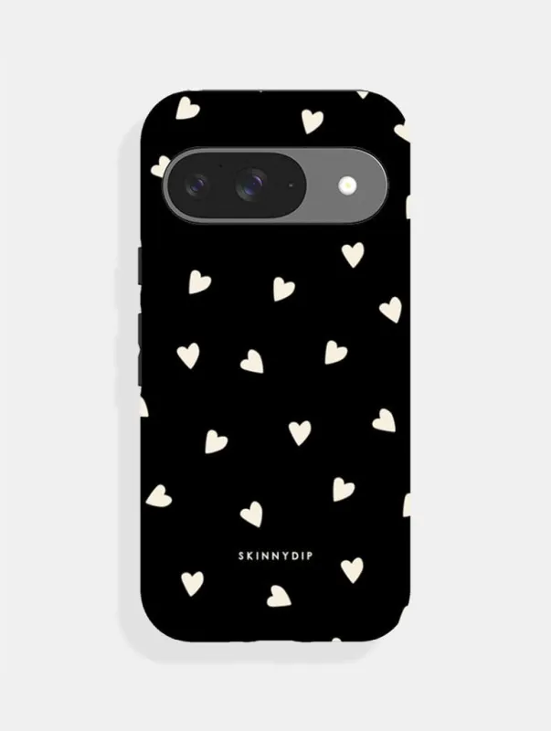 Black and Cream Ditsy Hearts Ultra Protective Google Pixel Case sold by Skinnydip London