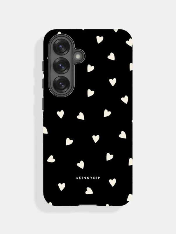 Black and Cream Ditsy Hearts Ultra Protective Samsung Case made by Skinnydip London